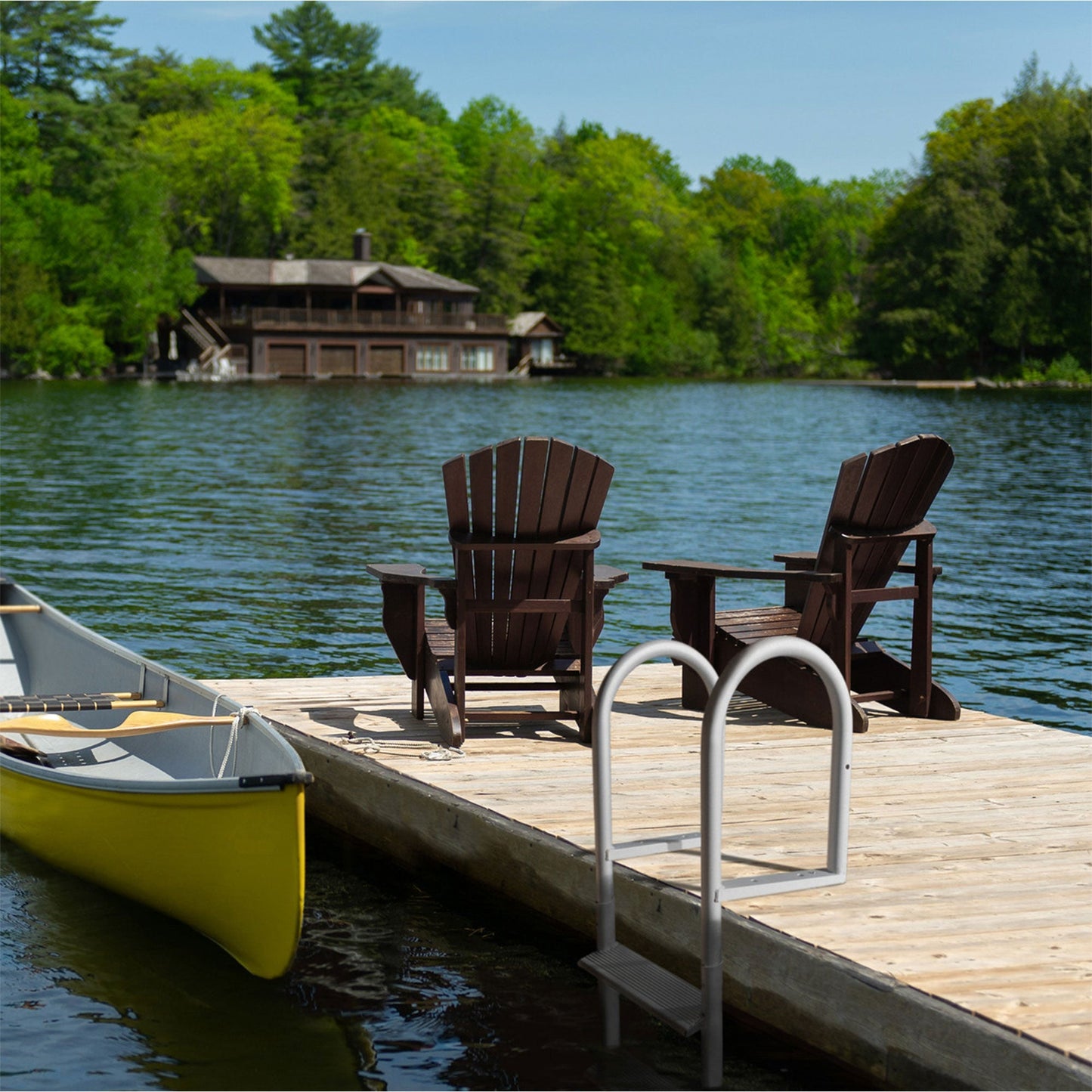 RecPro 4 Step Aluminum Marine Grade Dock and Pier Stationary Ladder, Silver - Find Fresh Goods