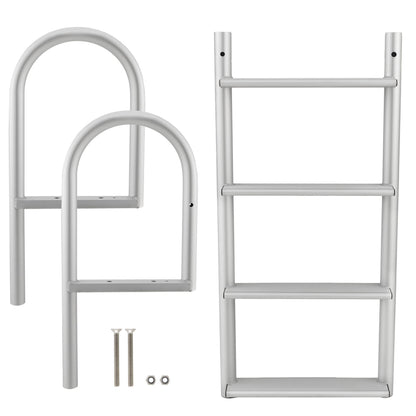 RecPro 4 Step Aluminum Marine Grade Dock and Pier Stationary Ladder, Silver - Find Fresh Goods