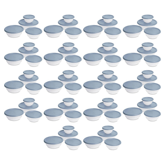 Sterilite Nesting Mixing Covered Bowl Set with Lids, Washed Blue (Set of 18)