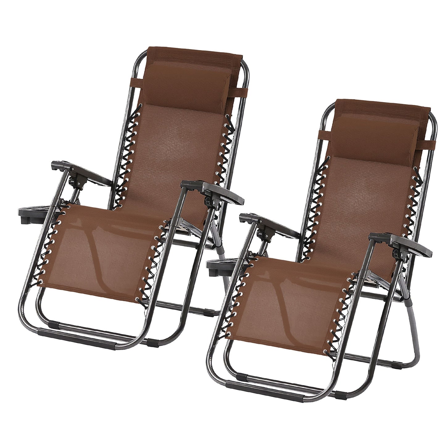 Trappers Peak Adjustable Zero-Gravity Folding Chairs, Set of 2, Brown