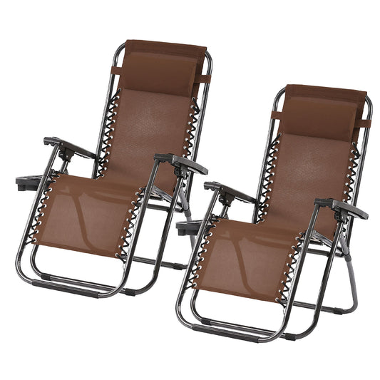 Trappers Peak Adjustable Zero-Gravity Folding Chairs, Set of 2, Brown