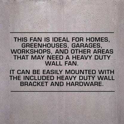 Hurricane 20 Inch Pro Series Metal Wall Mount Heavy Duty Hydroponics Fan, Black