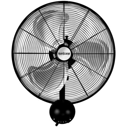 Hurricane 20 Inch Pro Series Metal Wall Mount Heavy Duty Hydroponics Fan, Black
