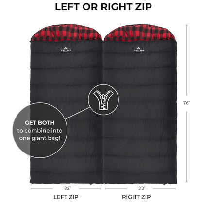 TETON Sports Celsius XXL 0 Degree Right Zipper Sleeping Bag for Camping, Black