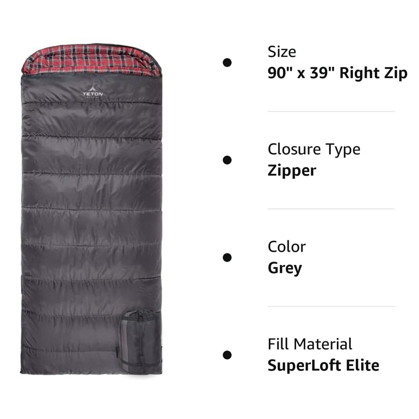 TETON Sports Celsius XXL 0 Degree Right Zipper Sleeping Bag for Camping, Gray