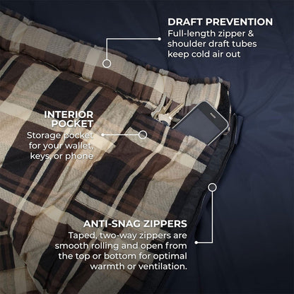 TETON Sports Celsius XL -25 Degree Left Zipper Sleeping Bag for Camping, Blue