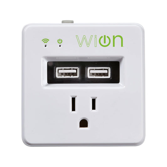 Wion 15 Amp Grounded Outlet WiFi Receptacle and 2 USB Ports, On/Off Settings