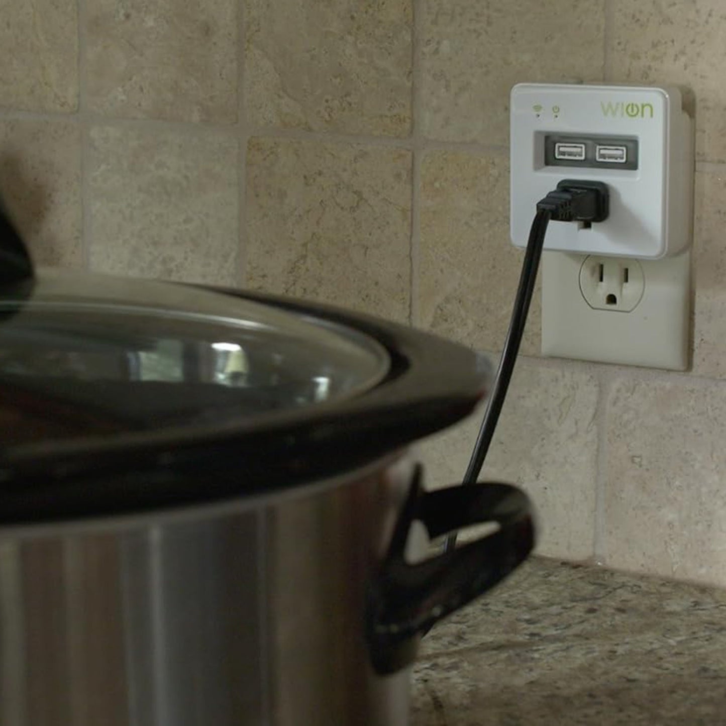 Wion 15 Amp Grounded Outlet WiFi Receptacle and 2 USB Ports, On/Off Settings