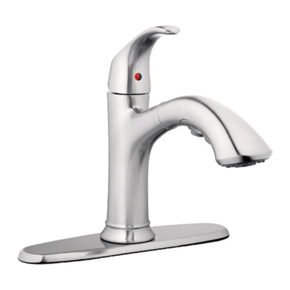 HomePointe Single Loop Handle Kitchen Faucet With Pull-Out Spray, Brushed Nickel