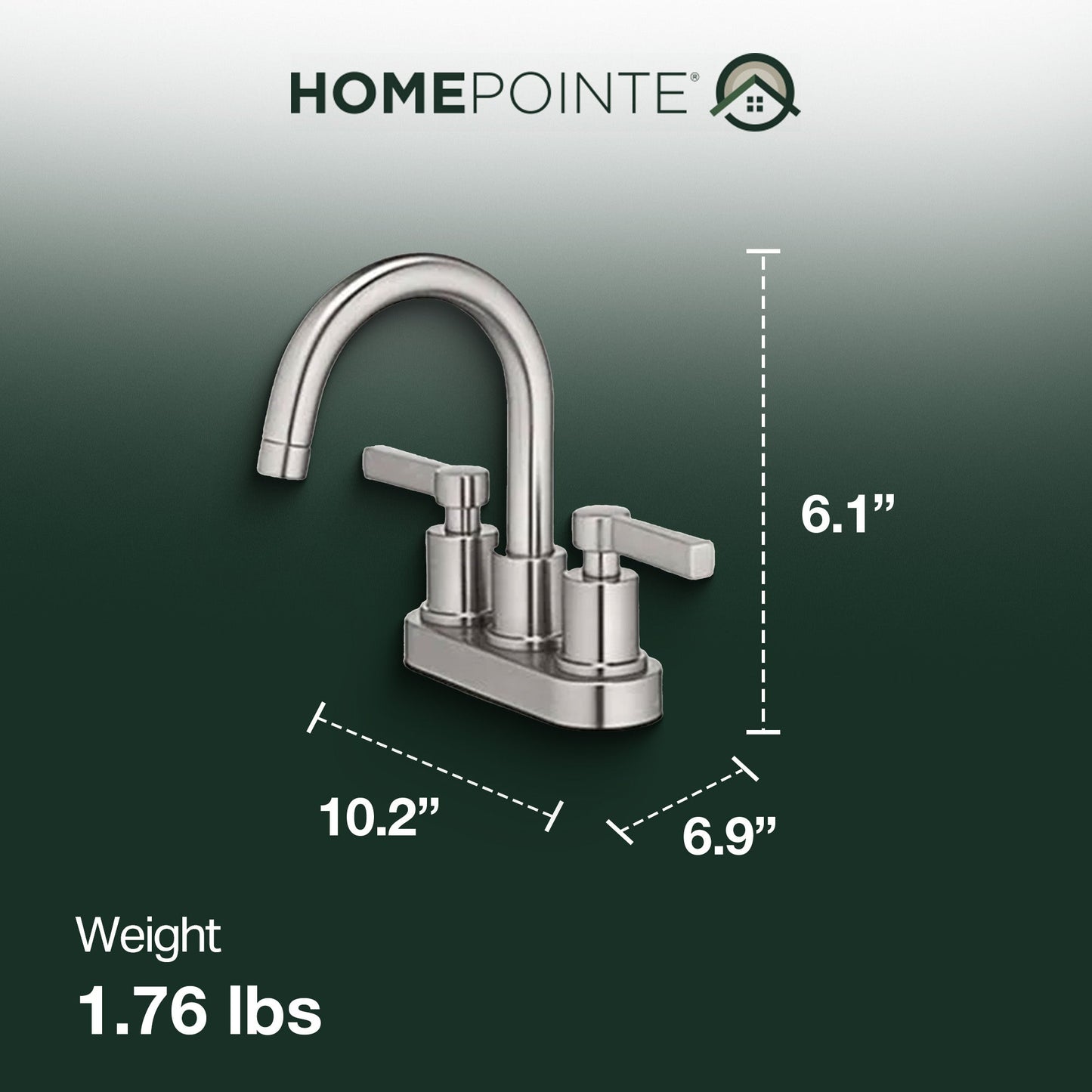 HomePointe Mid-Arch Double Handle Lavatory Faucet with Pop-Up, Brushed Nickel