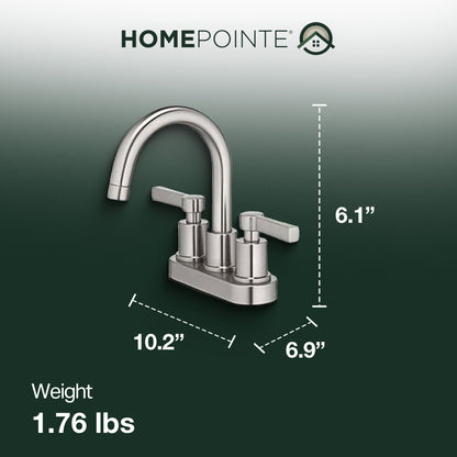 HomePointe Mid-Arch Double Handle Lavatory Faucet with Pop-Up, Brushed Nickel