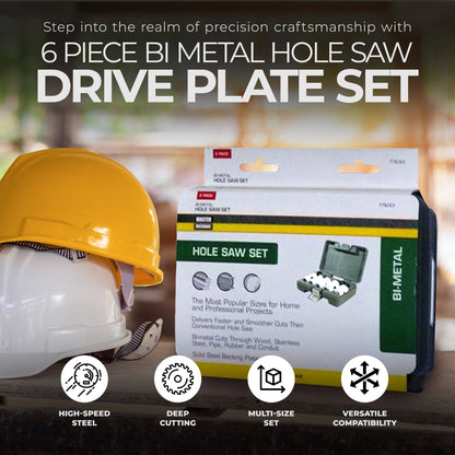 Master Mechanic 6 Piece Bi Metal Hole Saw Drive Plate on Hole Saws Under 3 Inch