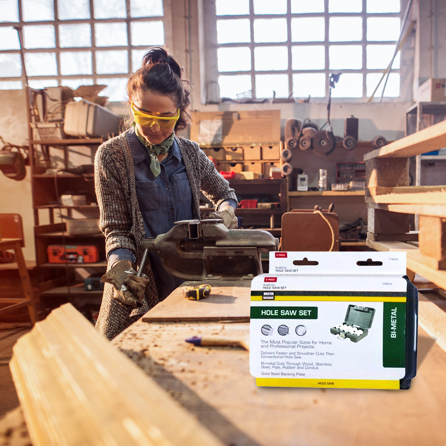 Master Mechanic 6 Piece Bi Metal Hole Saw Drive Plate on Hole Saws Under 3 Inch