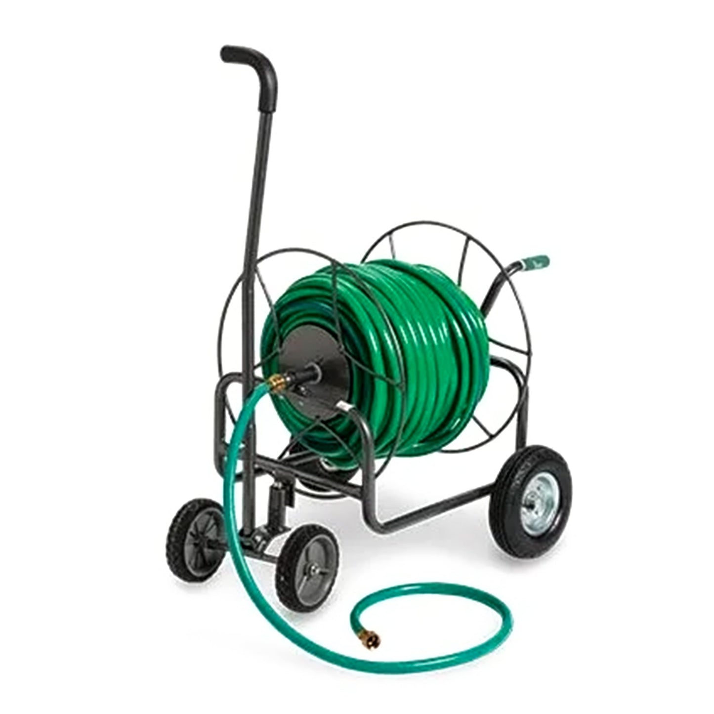 Yard Butler 4 Wheel Heavy Duty Steel Hose Truck Holds 400 Feet of Hose, Black