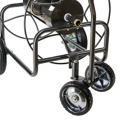 Yard Butler 4 Wheel Heavy Duty Steel Hose Truck Holds 400 Feet of Hose, Black