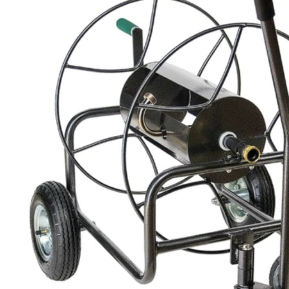 Yard Butler 4 Wheel Heavy Duty Steel Hose Truck Holds 400 Feet of Hose, Black