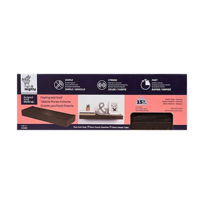 Four Seasons Courtyard 18" Modern Floating Shelf Holds 15 lbs, 2 Pack, Espresso