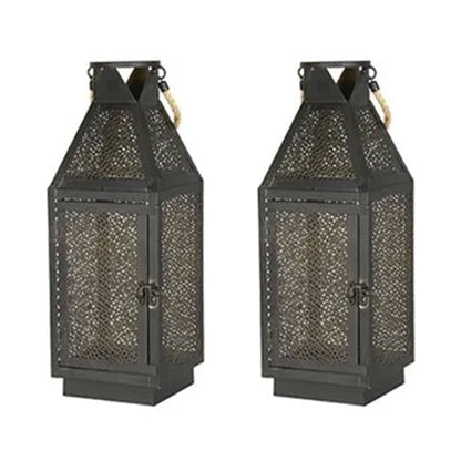 Four Seasons Courtyard 16 Inch Battery Powered 20 LED Filigree Lantern, 2 Pack