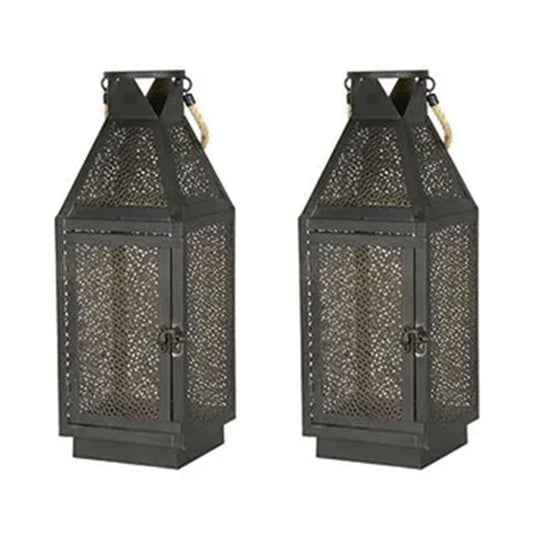 Four Seasons Courtyard 16 Inch Battery Powered 20 LED Filigree Lantern, 2 Pack