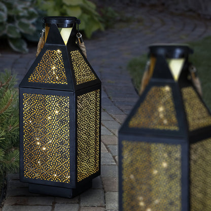Four Seasons Courtyard 16 Inch Battery Powered 20 LED Filigree Lantern, 2 Pack