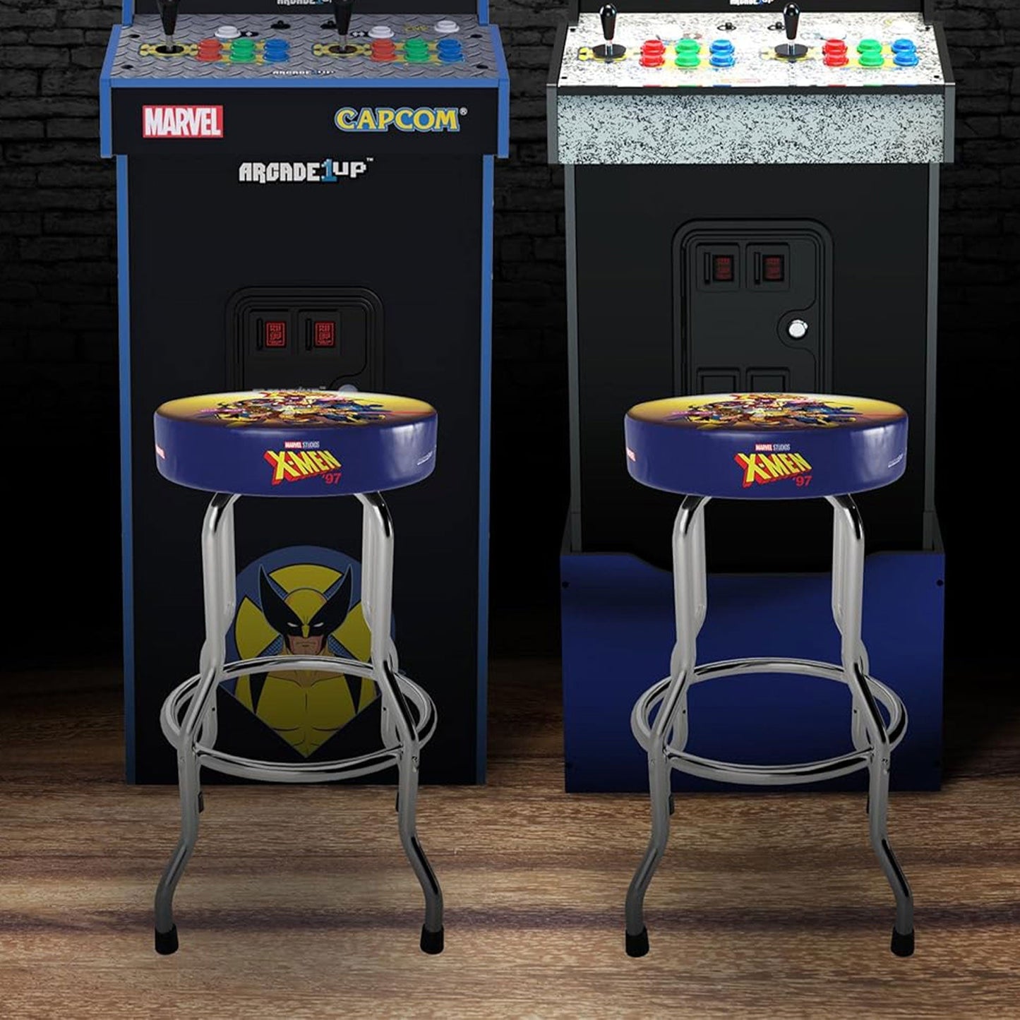 Arcade1Up Marvel X-Men Adjustable Arcade Stool with Chrome Plated Steel Frame