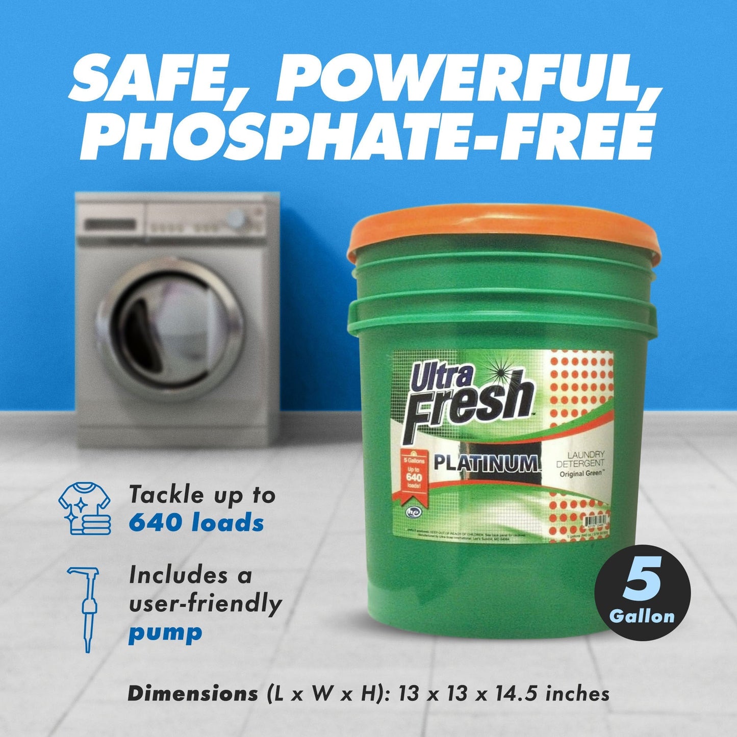 Ultra Fresh 3X Platinum 5 Gallon Laundry Detergent, Up to 640 Loads (5 Pack)