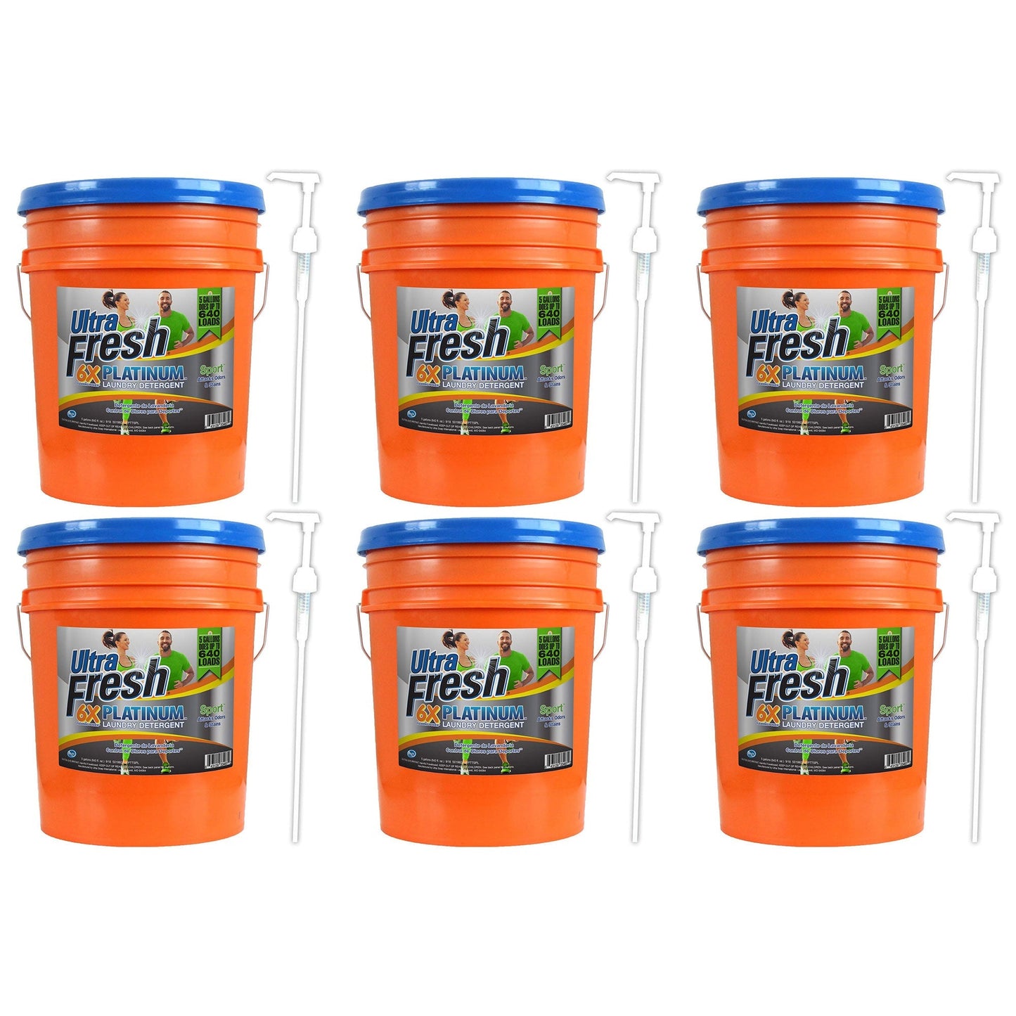 Ultra Fresh 6X Platinum 5 Gal Sport Laundry Detergent, Up to 640 Loads (6 Pack)