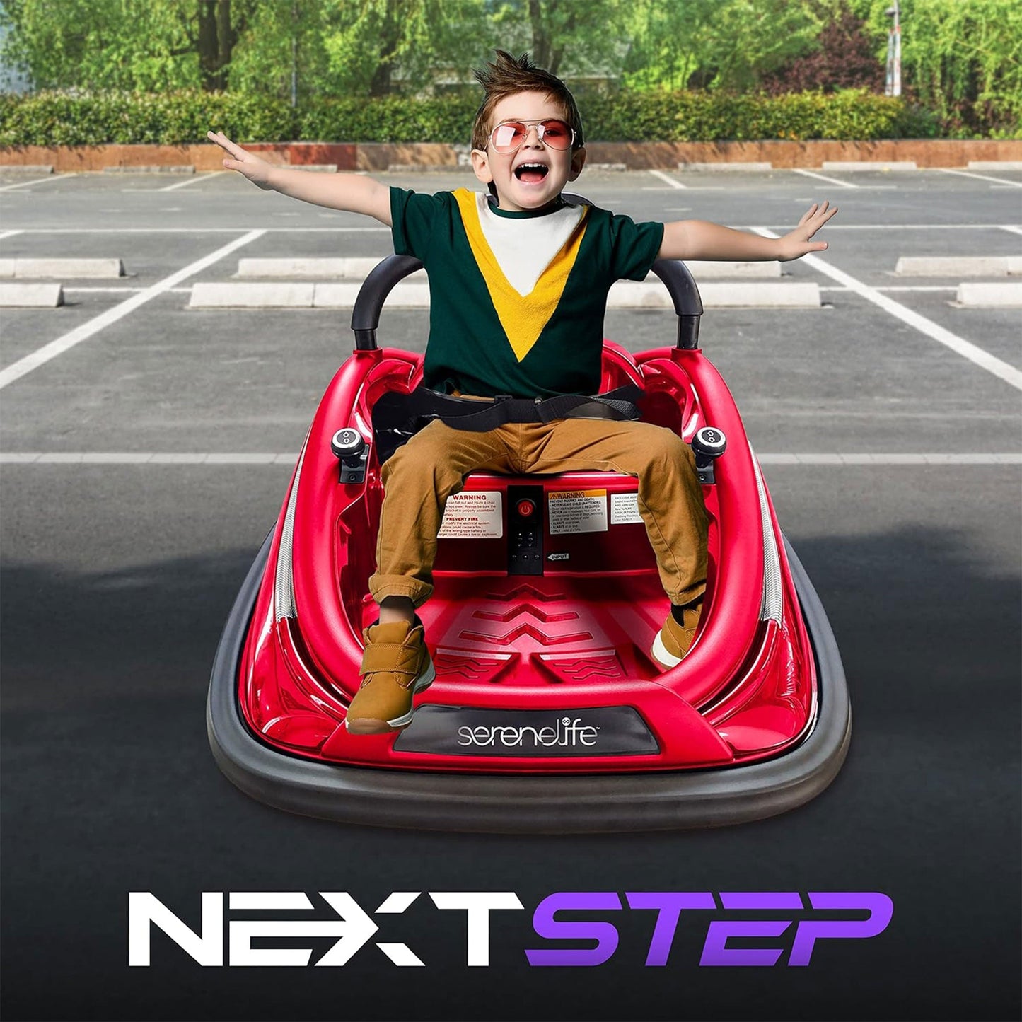 Serenelife 360 Degree Spinning Bumper Car w/Adjustable Belt & Controls, Red