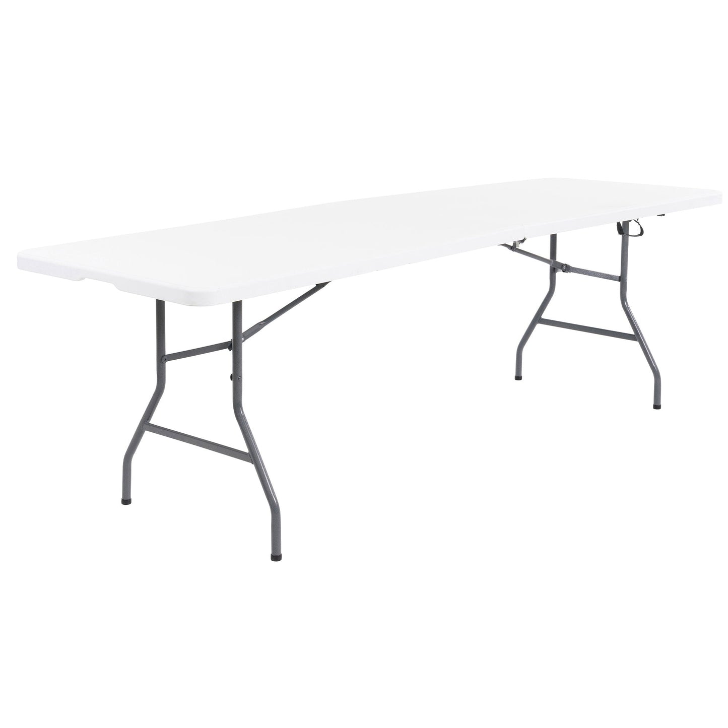 Peakform Compact Fold In Half Banquet Table for Indoor Outdoor Use, 8 Ft, White