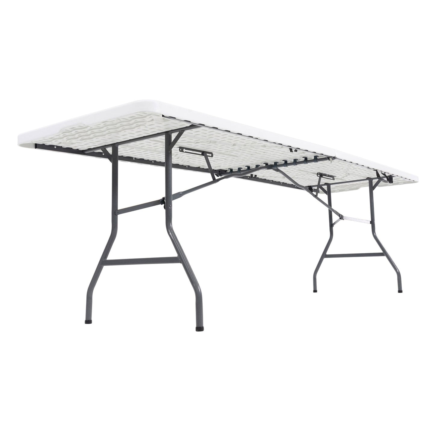 Plastic Development Group 816 Fold In Half 8 Foot Folding Banquet Table, White