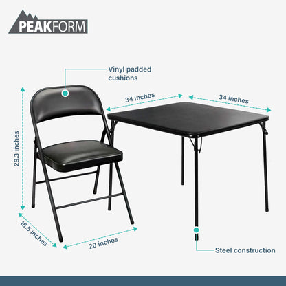 Peakform 5 Piece Folding Vinyl Tables and Chairs for Home Use and Indoor Spaces