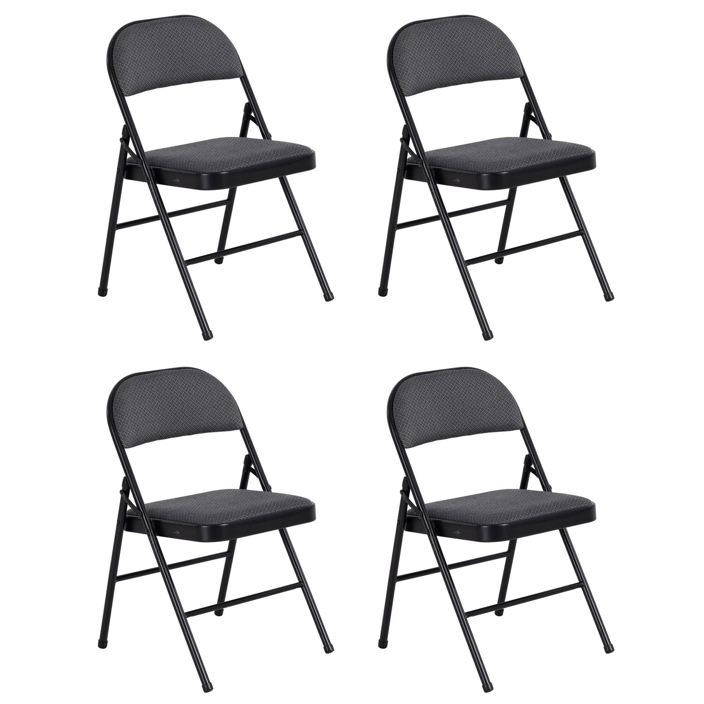Peakform Folding Vinyl Padded Chair with Comfortable Seat Cushion, 4 Pack, Black