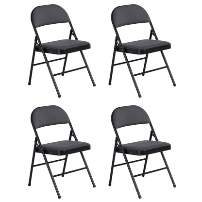 Peakform Folding Vinyl Padded Chair with Comfortable Seat Cushion, 4 Pack, Black