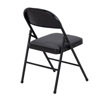 Peakform Folding Vinyl Padded Chair with Comfortable Seat Cushion, 4 Pack, Black