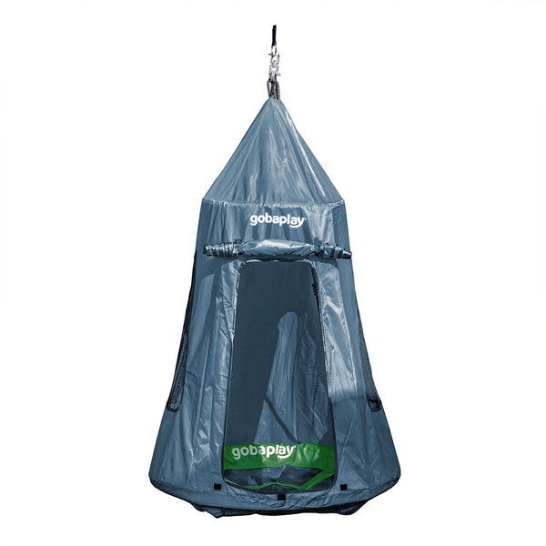 gobaplay Round Platform Saucer Tree Swing, Green with Hanging Tent Cover, Grey