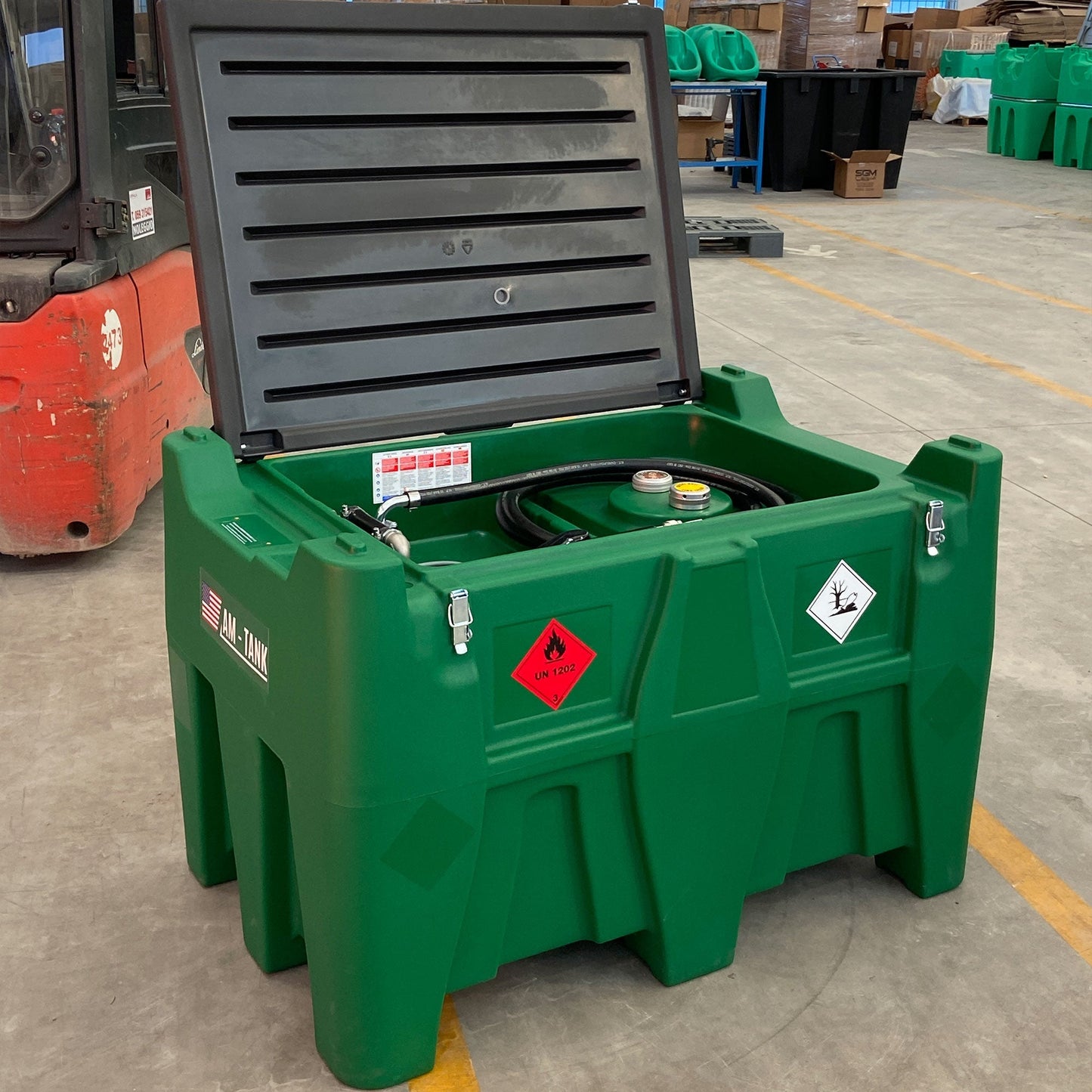 AM-TANK 116 Gal Portable Diesel Tank w/ Electric Transfer Pump & Storage, Green - Find Fresh Goods