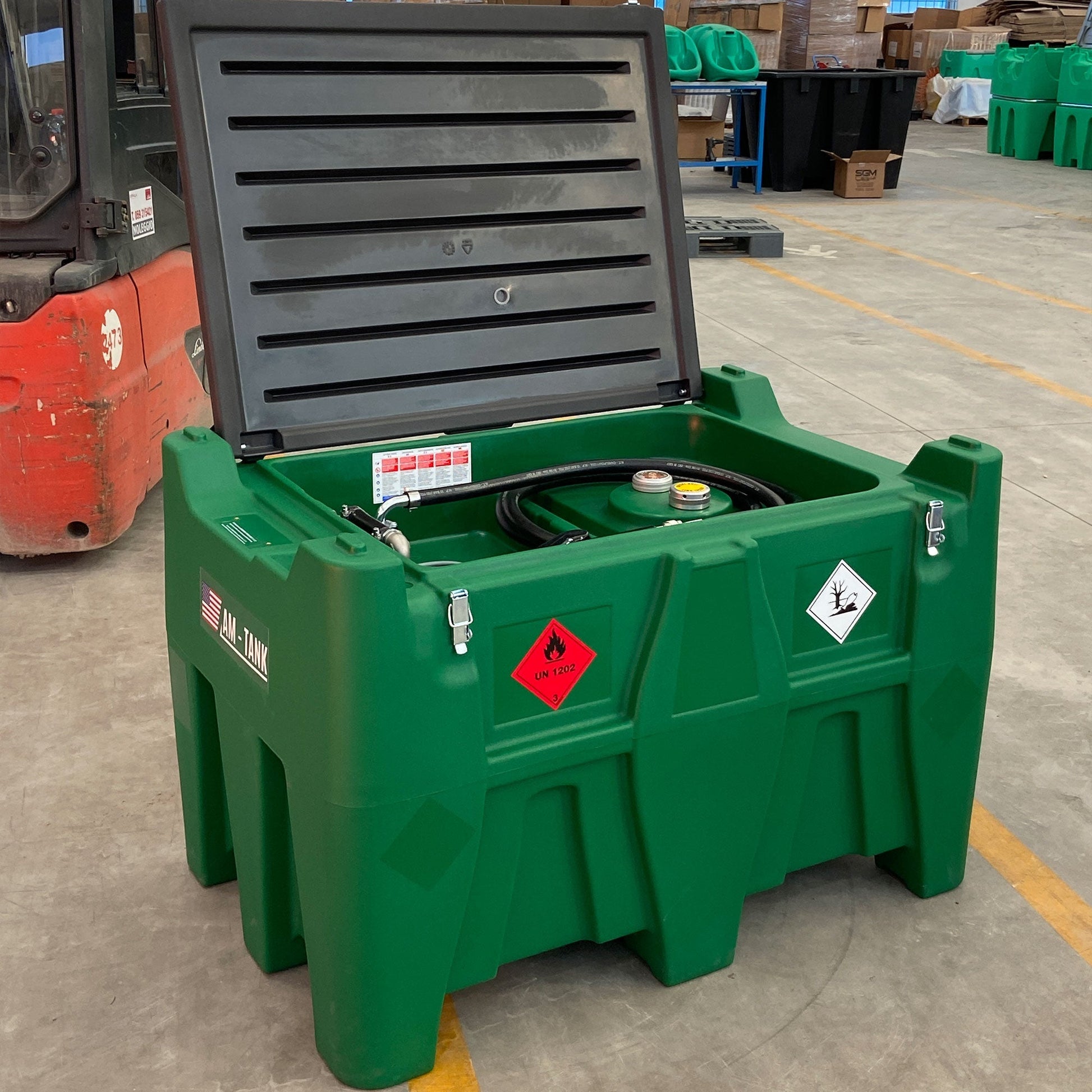 AM-TANK 116 Gal Portable Diesel Tank w/ Electric Transfer Pump & Storage, Green - Find Fresh Goods