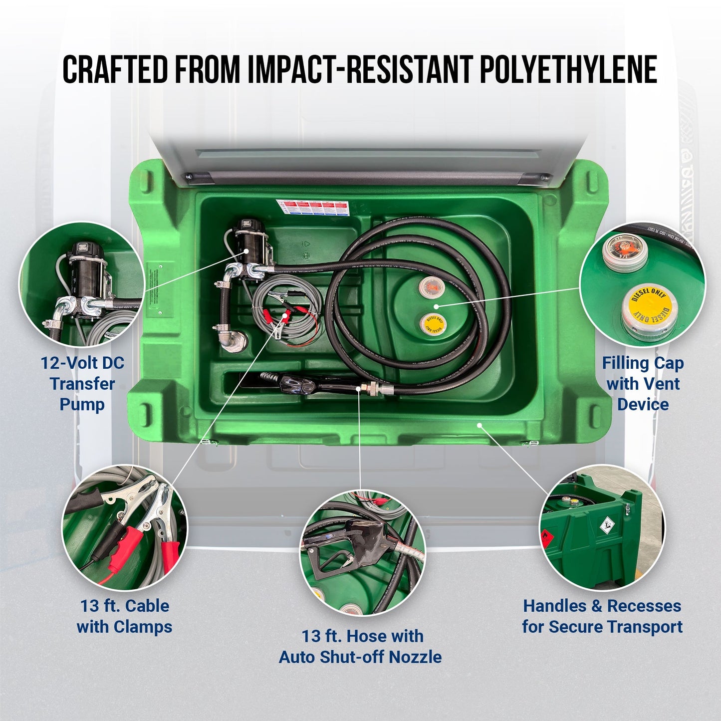AM-TANK 116 Gal Portable Diesel Tank w/ Electric Transfer Pump & Storage, Green - Find Fresh Goods