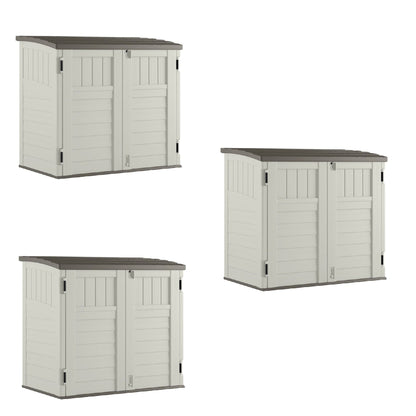 Suncast 3 Door Locking System Horizontal Storage Shed Stow Away, Ivory (3 Pack)