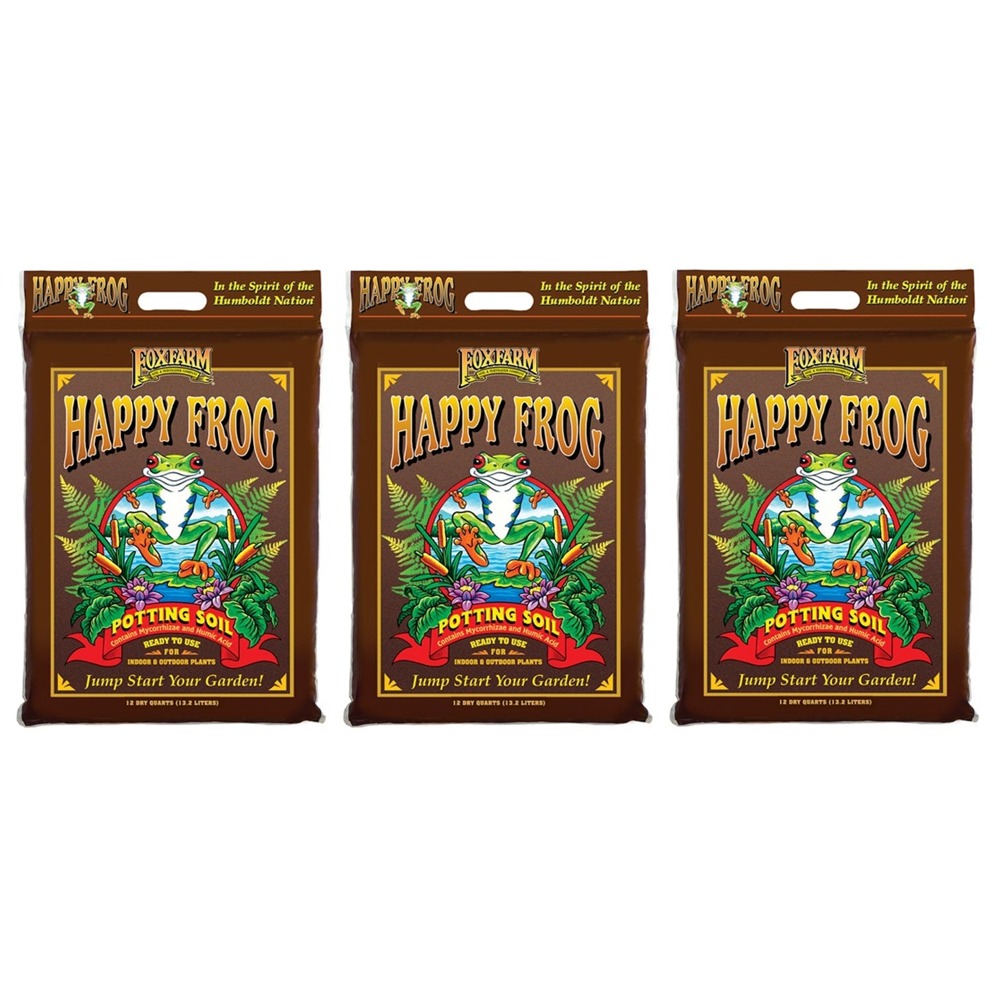 FoxFarm Happy Frog Nutrient Rapid Growth Garden Potting Soil, 12 quart (3 Pack)