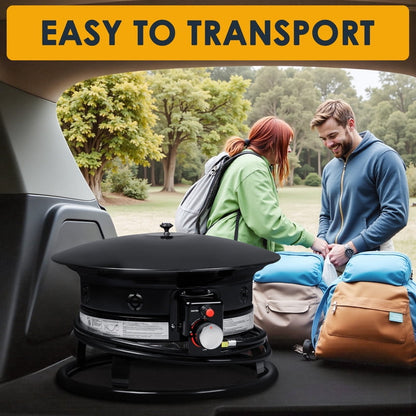 Homall Portable Propane Fire Pit for Outside, Smokeless Gas Fire Bowl with Auto-Ignition, 19-Inch Diameter Lid & Carry Kit, for Patio,, Black