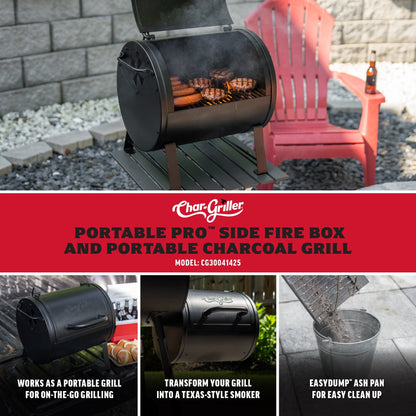 Char-Griller® Portable Pro™ Portable Charcoal Grill and Side Fire Box