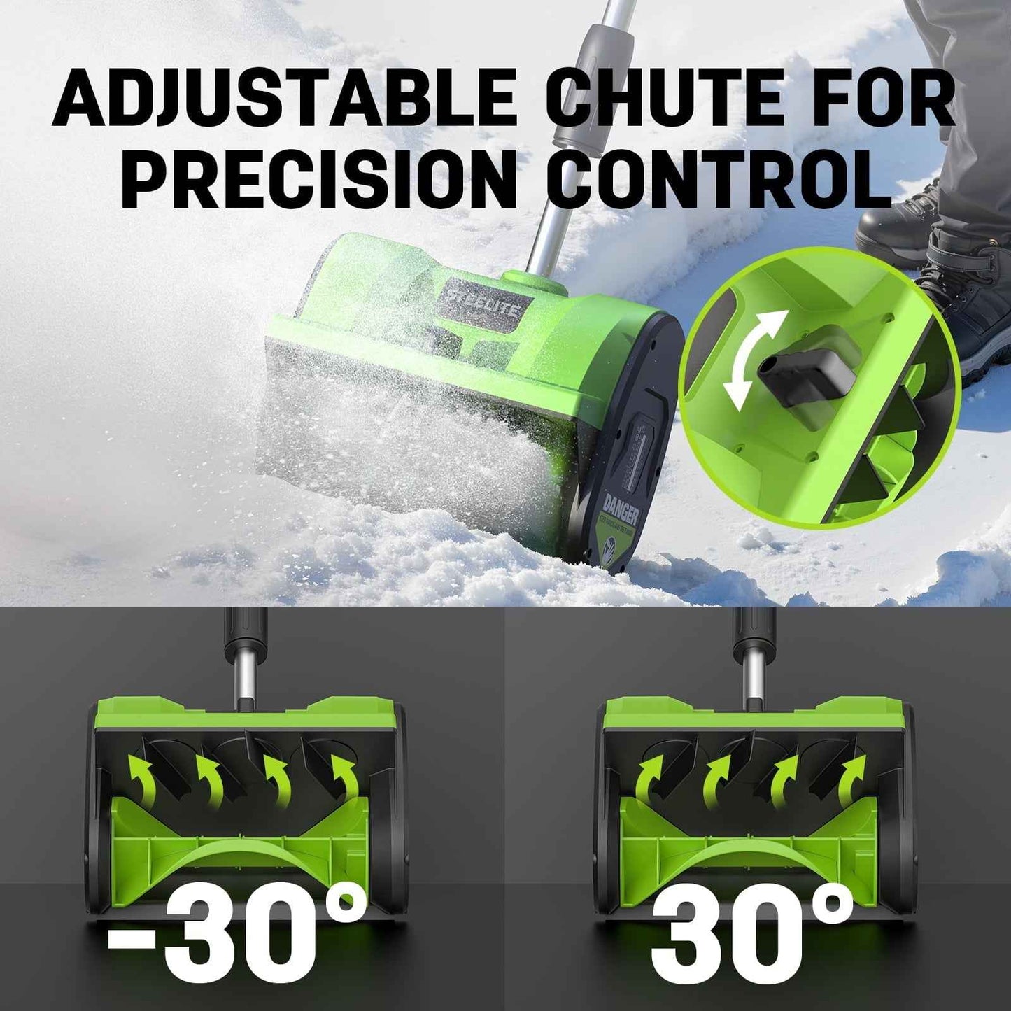 Steelite 21V 12 Inch Cordless Snow Shovel, Battery Powered Snow Blower with Directional Plate & Adjustable Front Handle,4.0-Ah Battery & Quick Charger Included