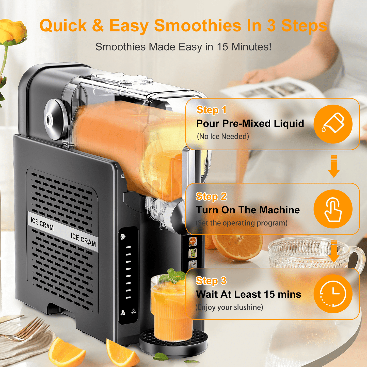 Nyzgax Multifunctional Ice Cream & Slushie Maker, All-in-One Frozen Treat Machine, Real-Time Temp Display, 6 Preset | Frozen Margaritas, Cocktails, Frappés, Ice Cream, Smoothies, Milkshakes