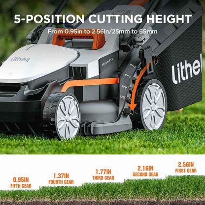 Litheli Cordless Lawn Mower, 20V 12" Electric Lawn Mowers, Adjustment Heights, Light Weight, With 2*2.0Ah Portable Battery, for Garden/Yard/Farm
