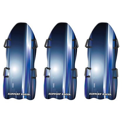 Slippery Racer Downhill Falcon Kids Foam Toboggan Snow Sled, Midnight (3 Pack)