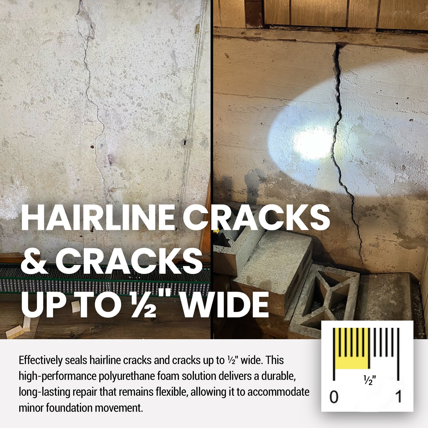 RadonSeal Concrete Foundation Crack DIY Repair Kit for Basement Wall Cracks