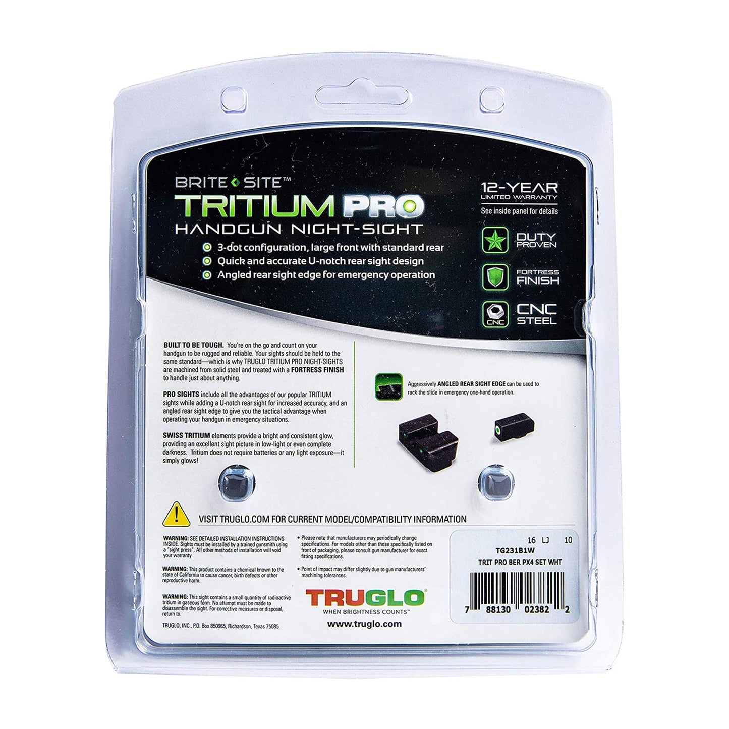 TruGlo Tritium Pro Handgun Glow in the Dark Sight for Beretta PX4 Storm (2 Pack)