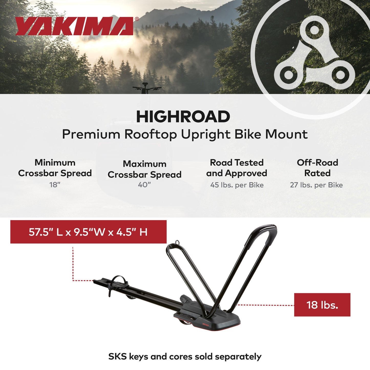 Yakima HighRoad Rooftop Upright Bike Mount with TorqueRight Knob and Tray, Black - Find Fresh Goods