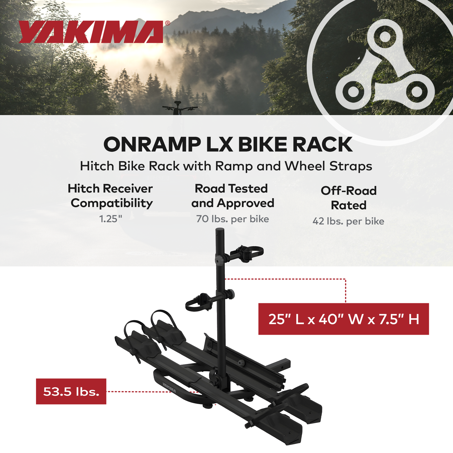 Yakima OnRamp LX Bike Rack with Ramp and Wheel Straps for 1.25" Hitch Receivers - Find Fresh Goods